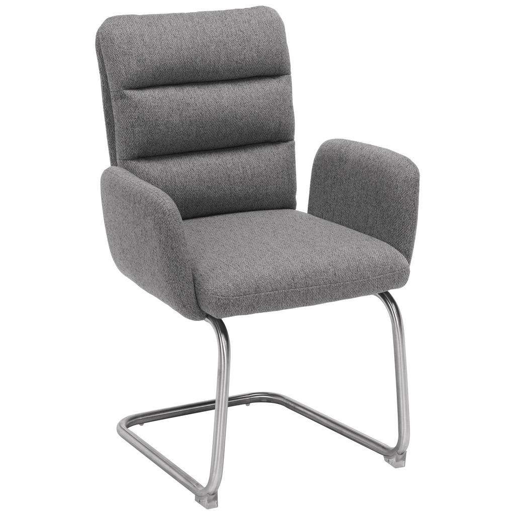 ARMLEHNSTUHL Webstoff Grau, Edelstahlfarben