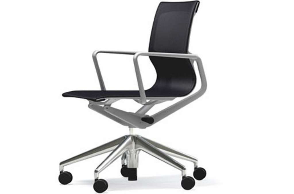 Vitra - Physix Bürodrehstuhl - RollehartTeppichboden-Aluminiumfuss poliert-06 black pearl - Rahmen 53soft grey - indoor