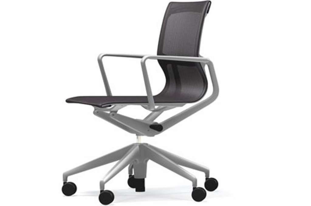 Vitra - Physix Bürodrehstuhl - Rolleweich-für-Hartboden-Aluminiumfuss beschichtet soft grey-04 blue cocoa-Rahmen 53soft grey - indoor