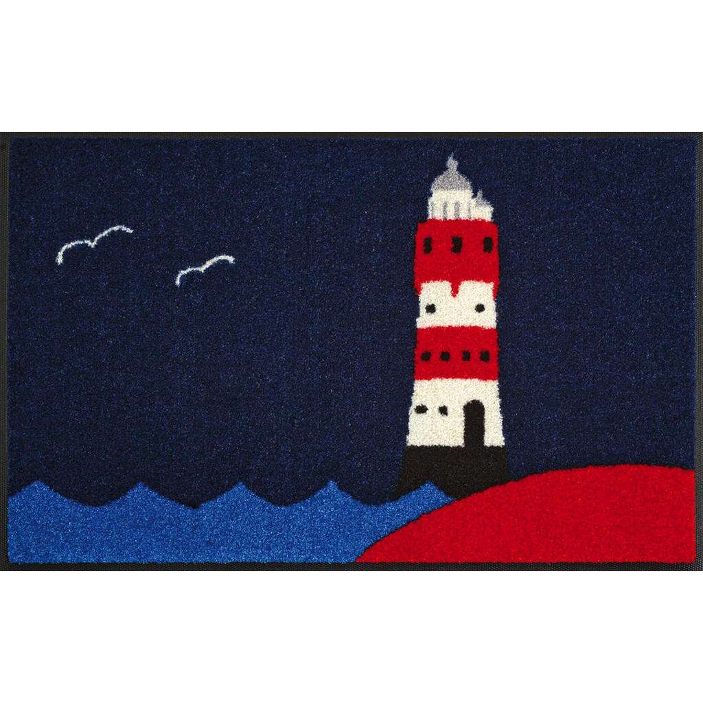 FUßMATTE 50/75 cm Graphik Blau, Multicolor