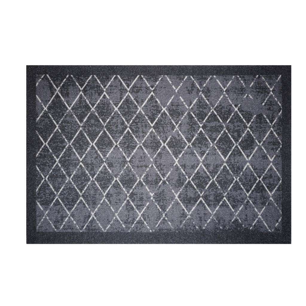 FUßMATTE 80/120 cm Karo Schwarz, Weiß