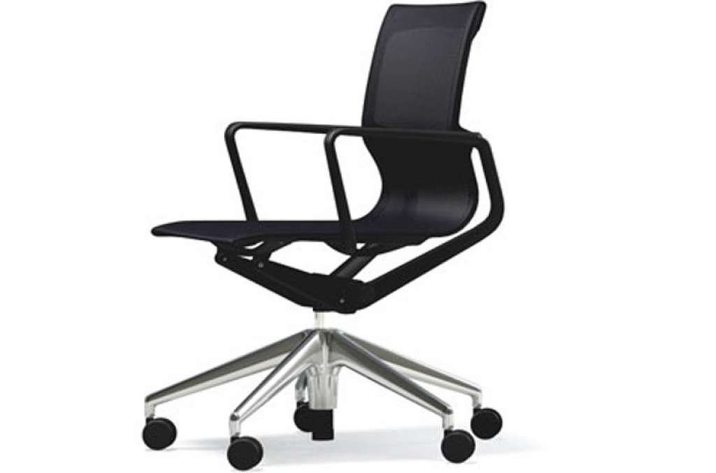 Vitra - Physix Bürodrehstuhl - Rolleweich-für-Hartboden-Aluminiumfuss poliert-06 black pearl - Rahmen 12 deep black - indoor