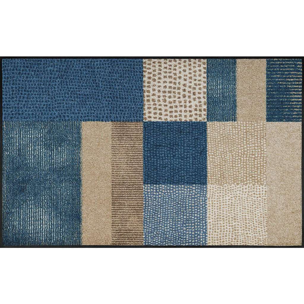 FUßMATTE 75/120 cm Graphik Blau, Beige
