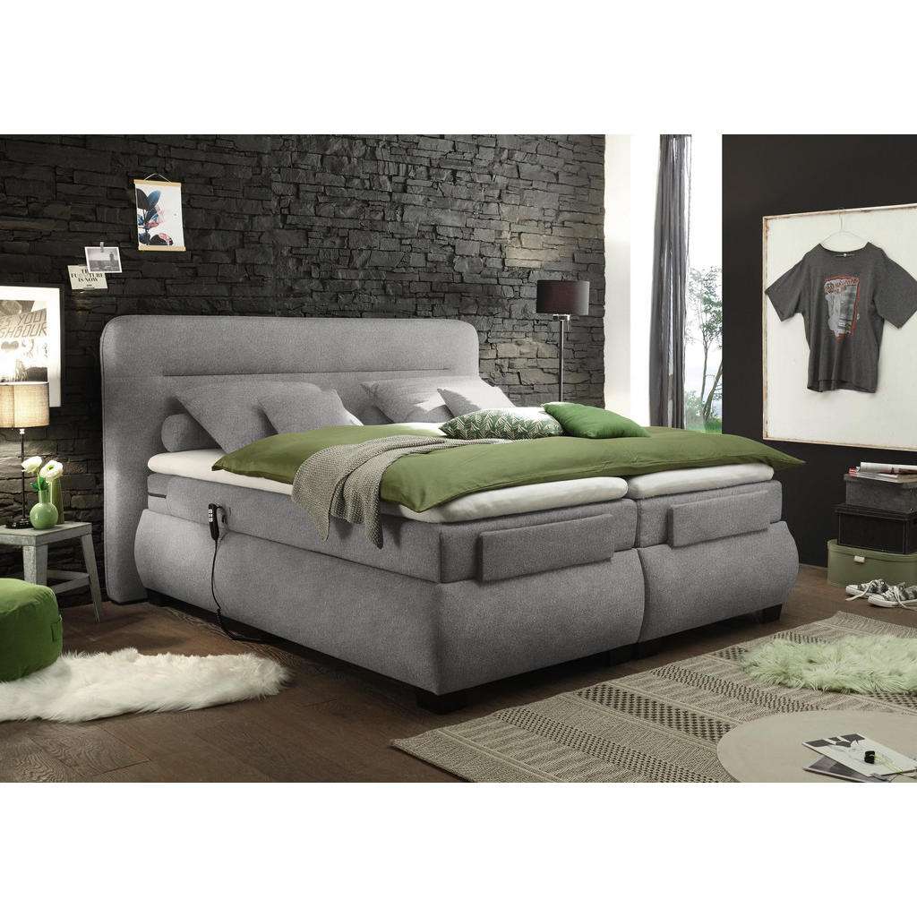 BOXSPRINGBETT Velours, Mikrofaser 160/200 cm INKL. Matratze, Topper, motorische Verstellbarkeit, Fernbedienung