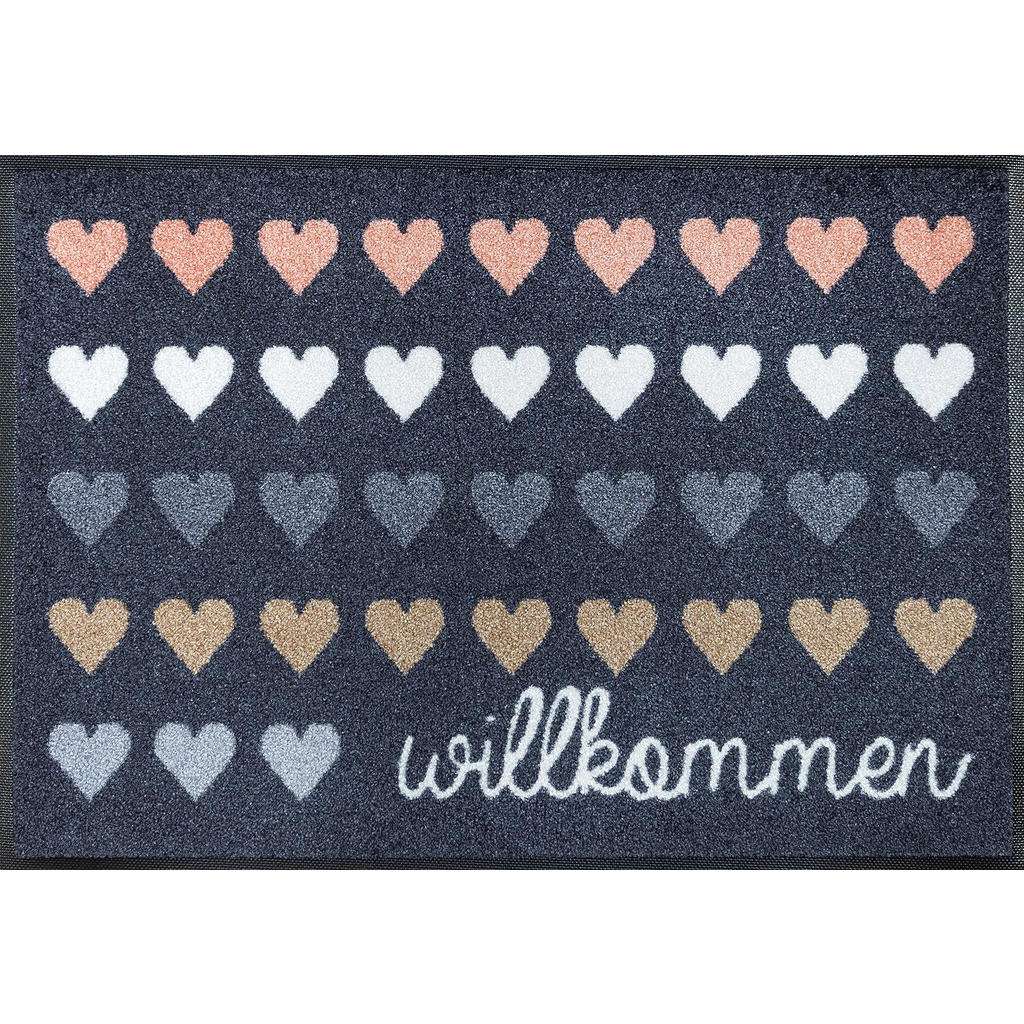 FUßMATTE 50/75 cm Herz Grau, Multicolor