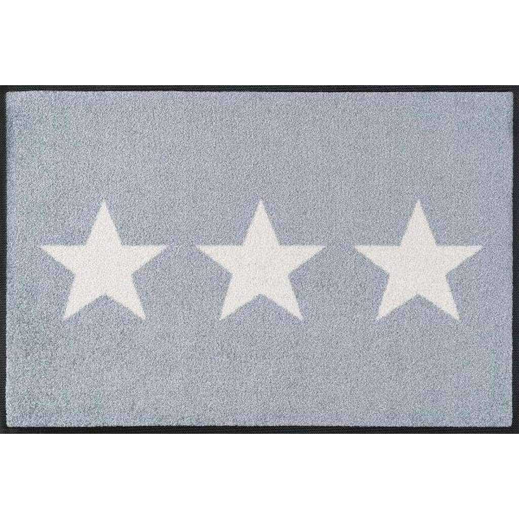 FUßMATTE 50/75 cm Stern Grau, Weiß