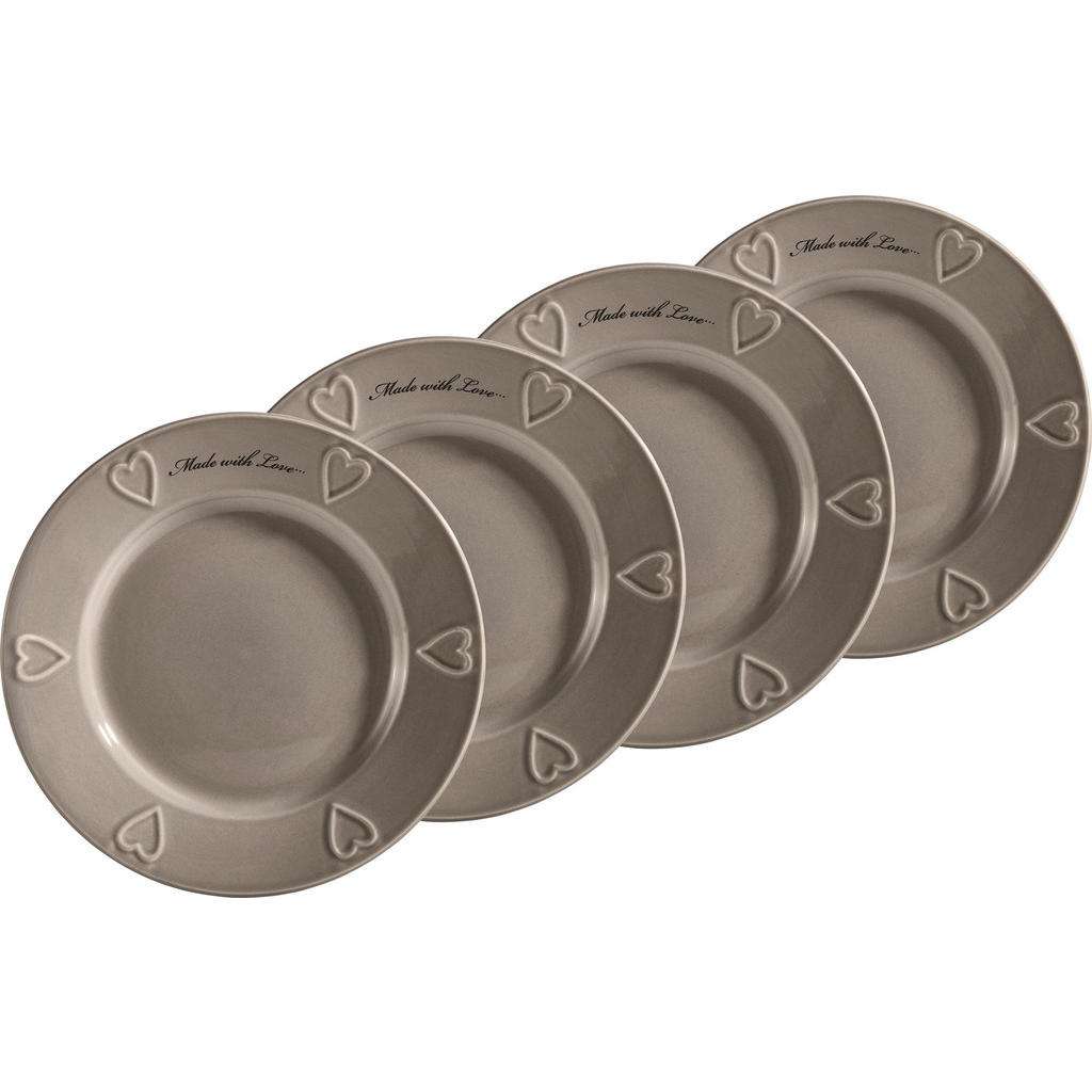 FRÜHSTÜCKSTELLERSET Steingut 4-teilig