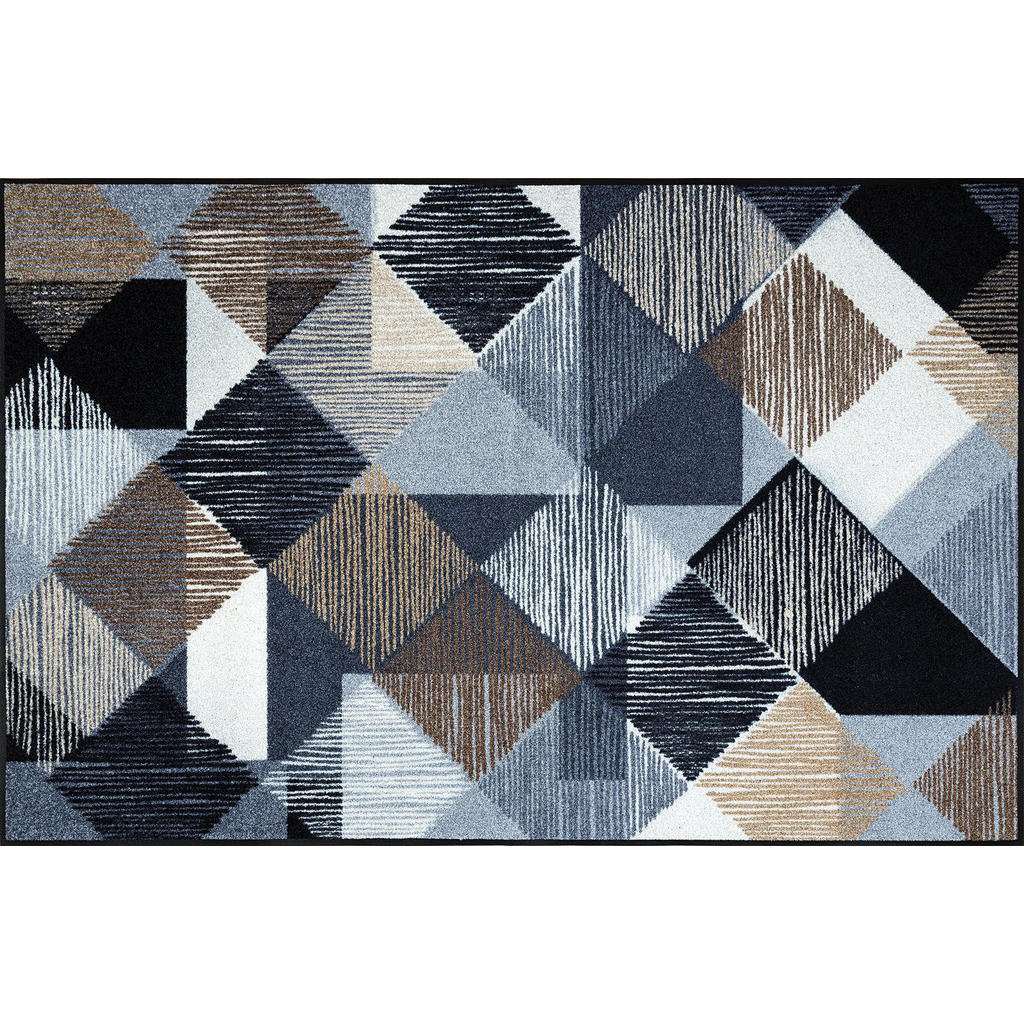 FUßMATTE 115/175 cm Graphik Naturfarben, Hellblau