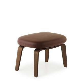 Normann Copenhagen - Era Hocker mit Holzgestell - Leder Tango 41598 - Walnuss - indoor