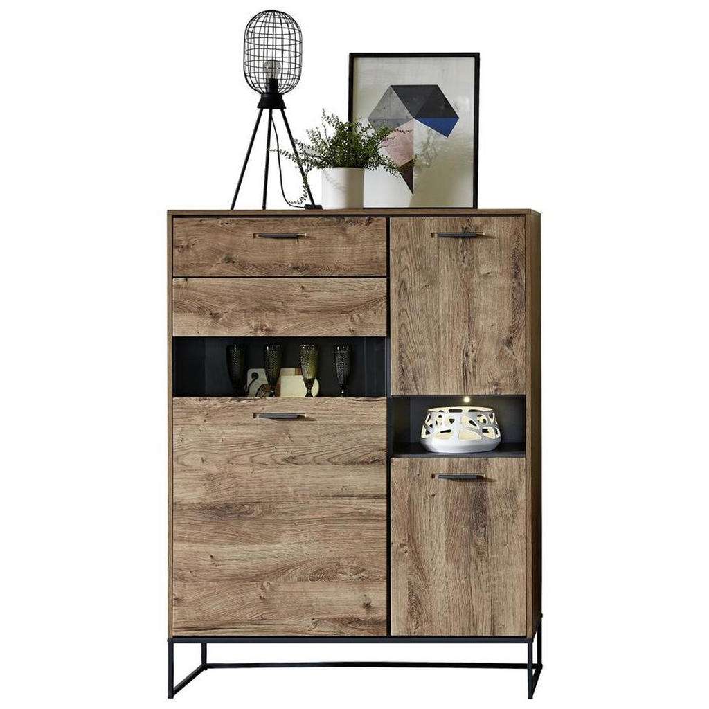 VITRINE Graphitfarben, Eichefarben