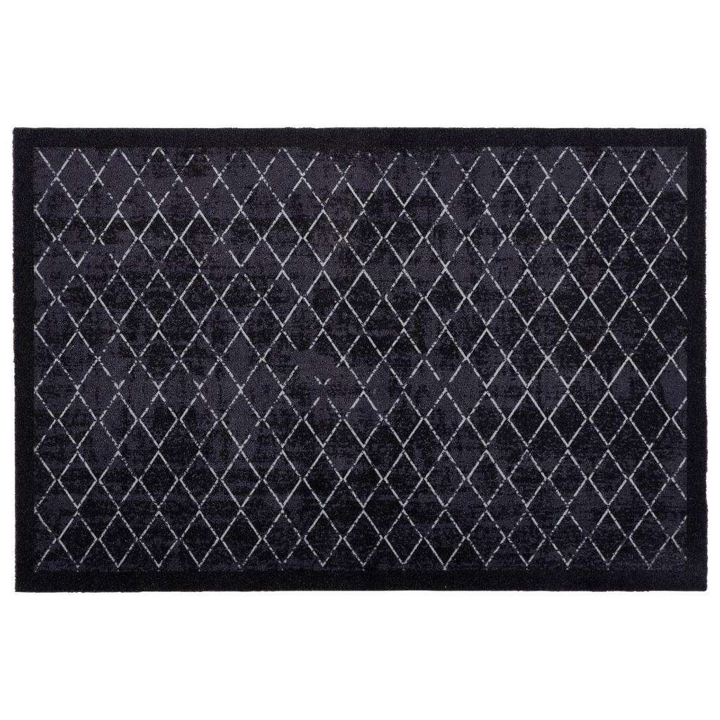 FUßMATTE 60/90 cm Karo Schwarz, Weiß