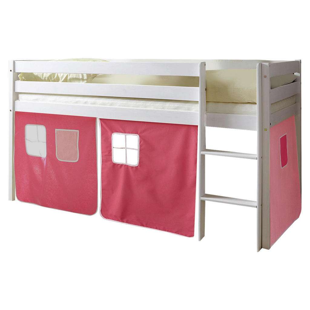 SPIELBETT Kiefer massiv 90/200 cm Rosa, Weiß, Hellrosa