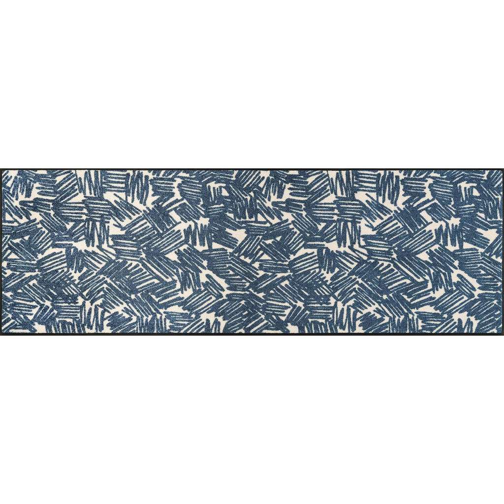 FUßMATTE 60/180 cm Graphik Blau, Beige