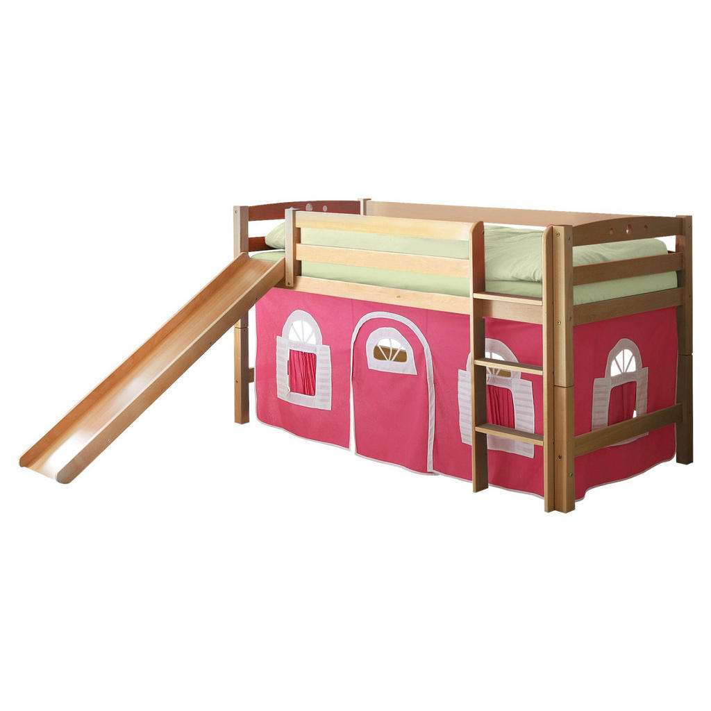 SPIELBETT Buche massiv 90/200 cm Rosa, Weiß, Buchefarben
