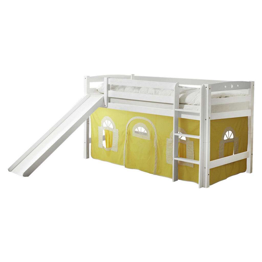 SPIELBETT Buche massiv 90/200 cm Gelb, Weiß