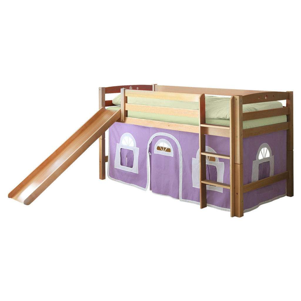 SPIELBETT Buche massiv 90/200 cm Weiß, Buchefarben, Violett