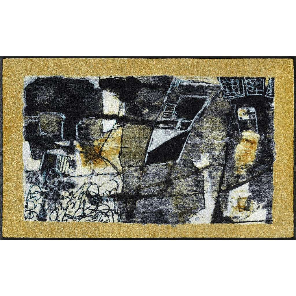 FUßMATTE 75/120 cm Abstraktes Gelb, Grau