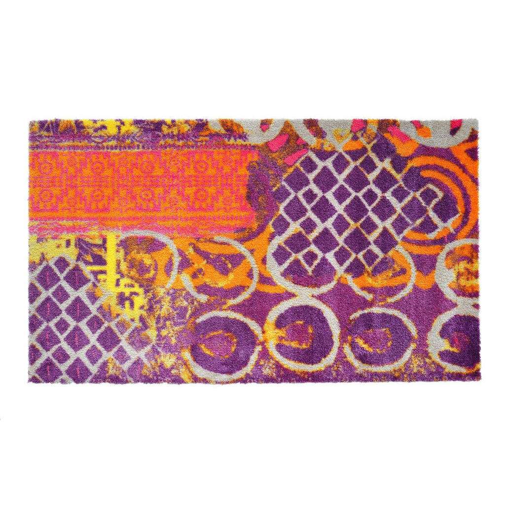 FUßMATTE 75/50 cm Abstraktes Lila, Orange, Pink