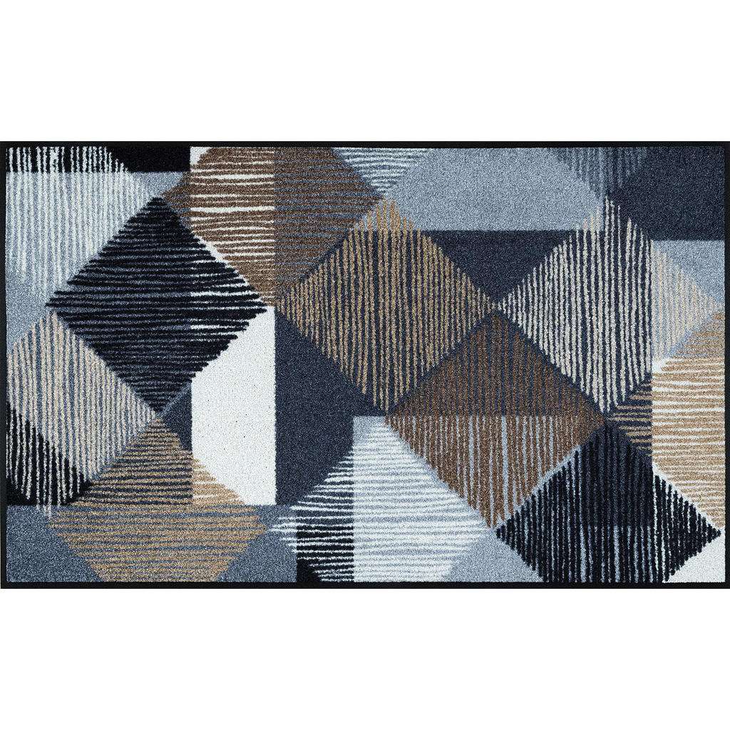 FUßMATTE 75/120 cm Graphik Naturfarben, Hellblau