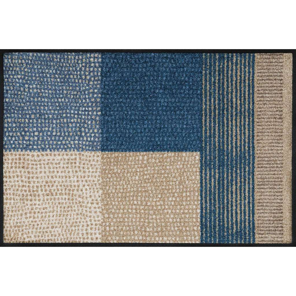 FUßMATTE 50/75 cm Graphik Blau, Beige