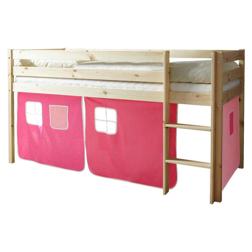 SPIELBETT Kiefer massiv 90/200 cm Rosa, Kieferfarben, Hellrosa