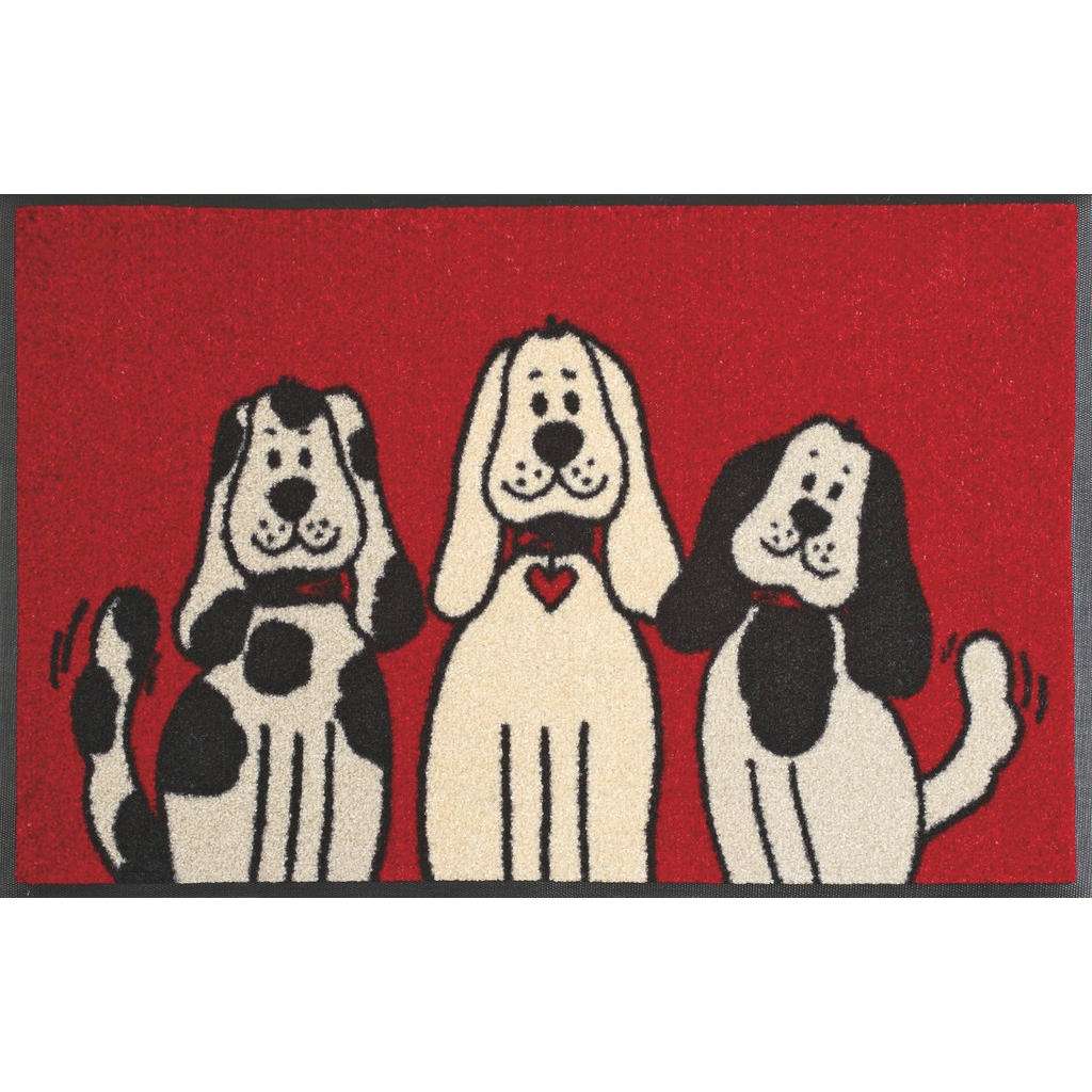 FUßMATTE 50/75 cm Hund Rot, Schwarz, Weiß