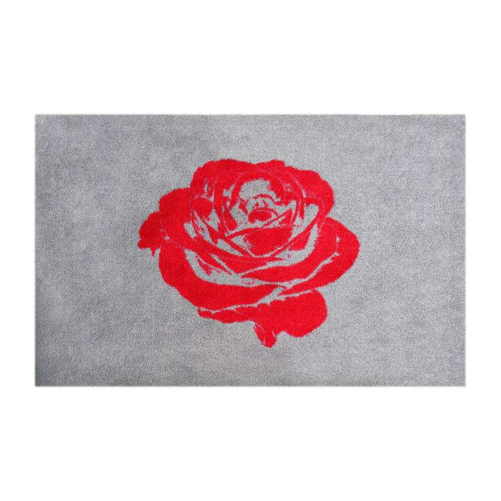 FUßMATTE 75/50 cm Rose Grau, Dunkelrot
