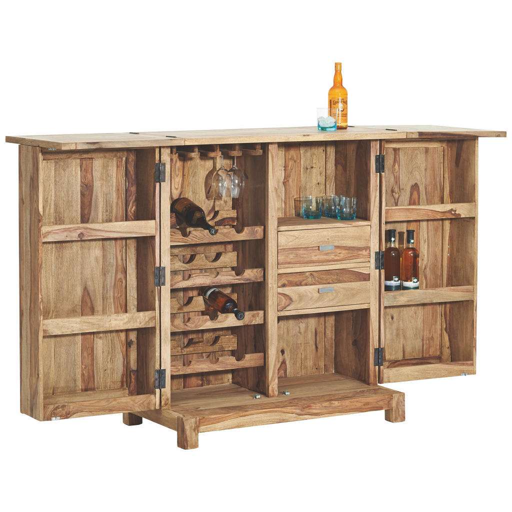 BAR Sheesham massiv lackiert, gebeizt Naturfarben