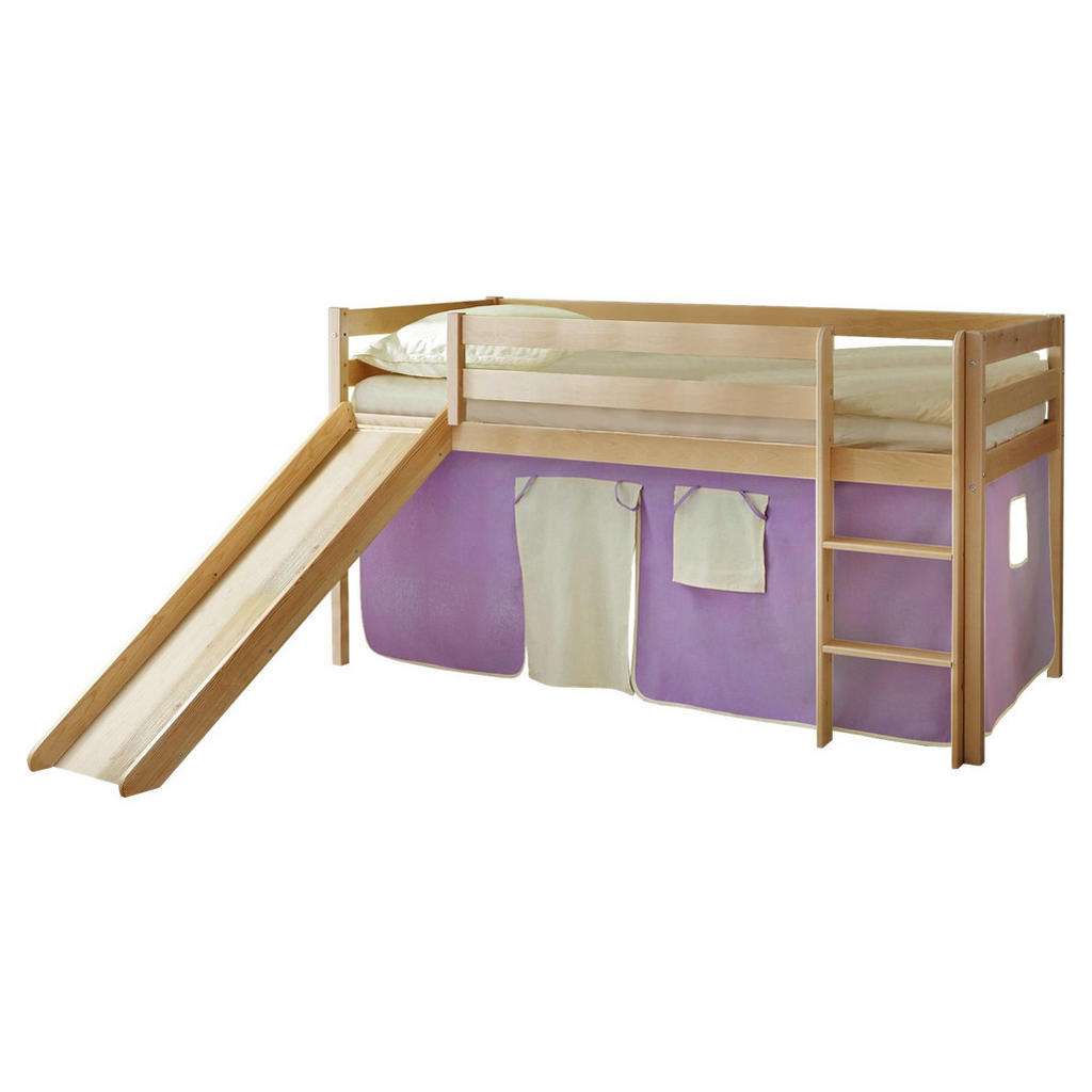 SPIELBETT Kiefer massiv 90/200 cm Lila, Kieferfarben, Beige