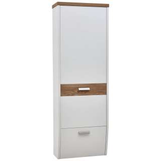 GARDEROBENSCHRANK Wildeiche furniert, massiv lackiert, geschroppt Weiß, Eichefarben