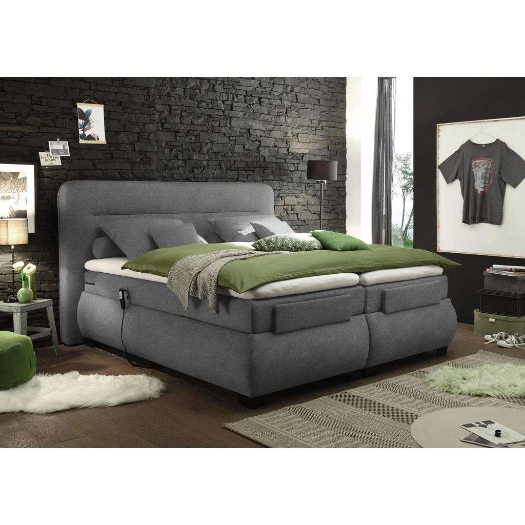BOXSPRINGBETT Velours, Mikrofaser 160/200 cm INKL. Matratze, Topper, motorische Verstellbarkeit, Fernbedienung