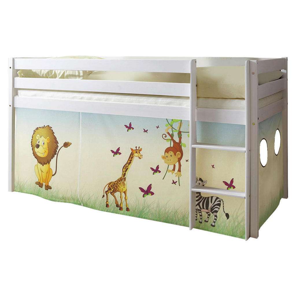SPIELBETT Kiefer massiv 90/200 cm Multicolor, Weiß