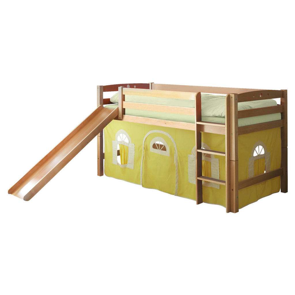SPIELBETT Buche massiv 90/200 cm Gelb, Weiß, Buchefarben