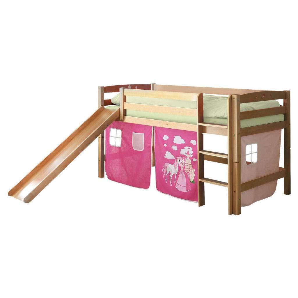 SPIELBETT Buche massiv 90/200 cm Buchefarben, Pink