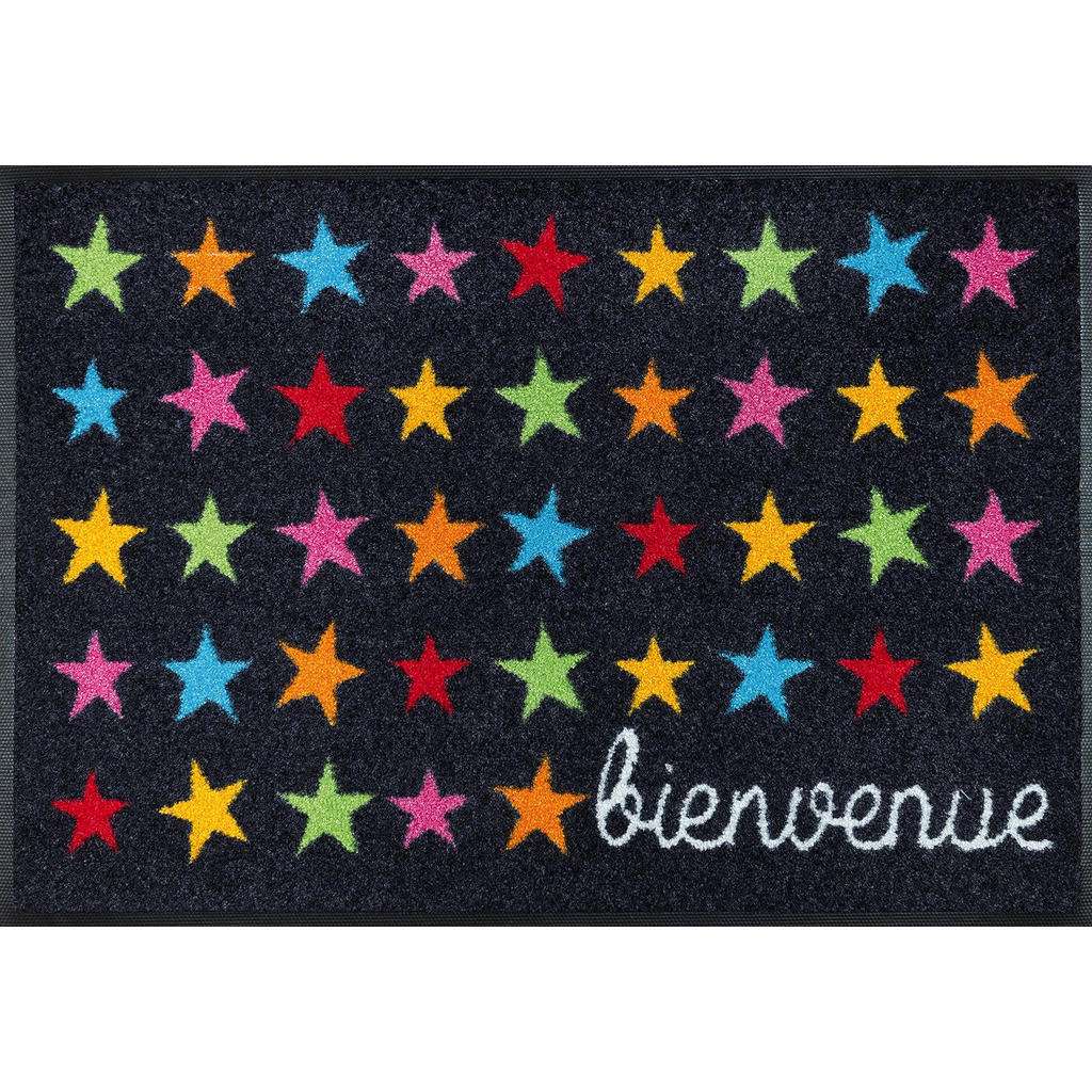 FUßMATTE 50/75 cm Stern Multicolor, Dunkelgrau
