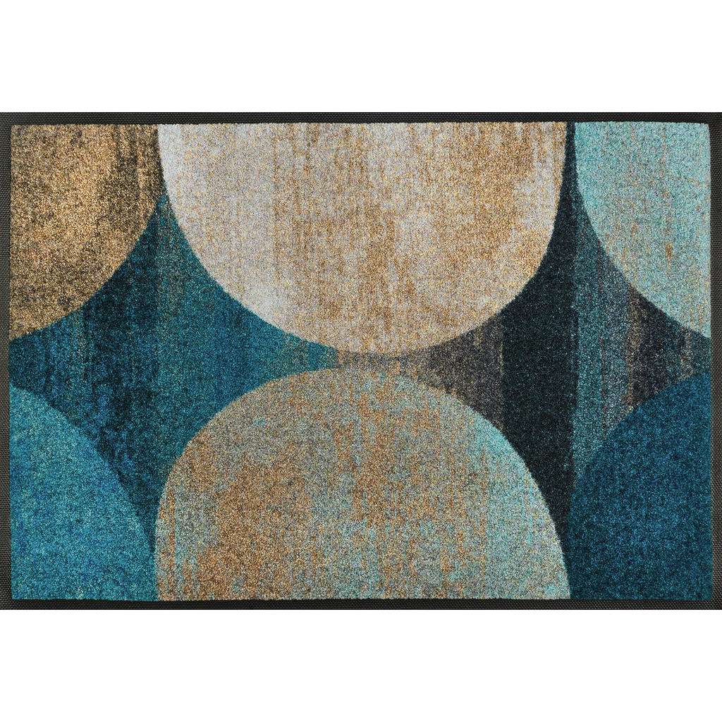 FUßMATTE 50/75 cm Graphik Blau, Beige