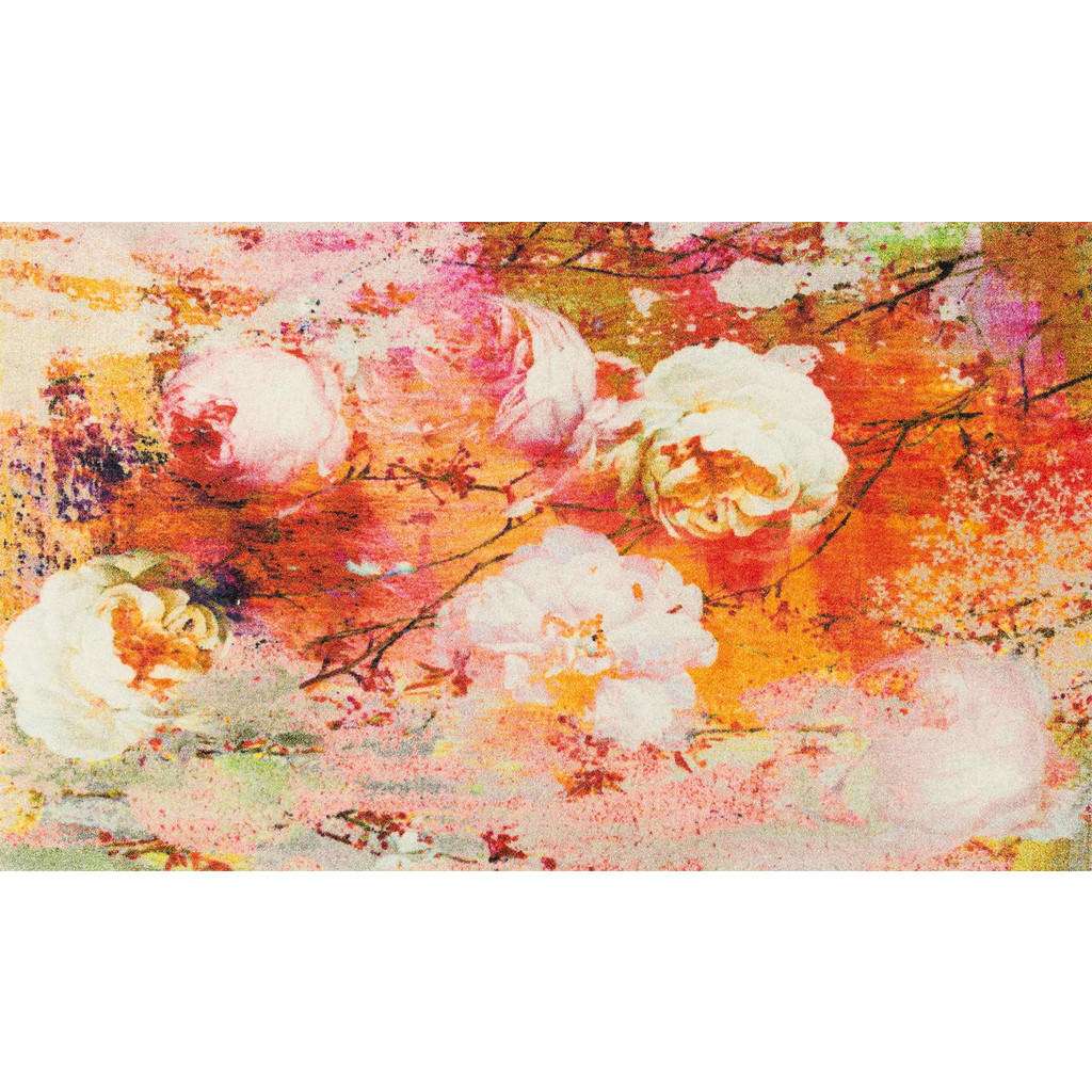 FUßMATTE 70/120 cm Floral Multicolor, Orange