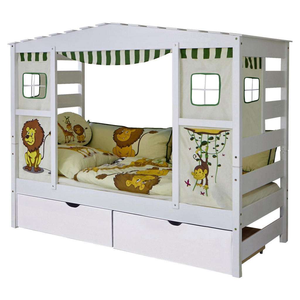 SPIELBETT Kiefer massiv 90/200 cm Multicolor, Weiß