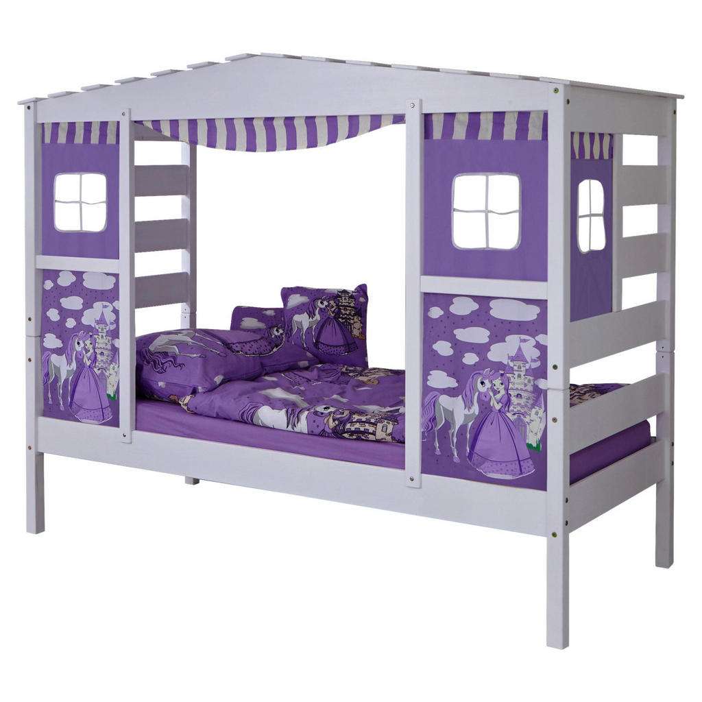 SPIELBETT Kiefer massiv 90/200 cm Weiß, Flieder