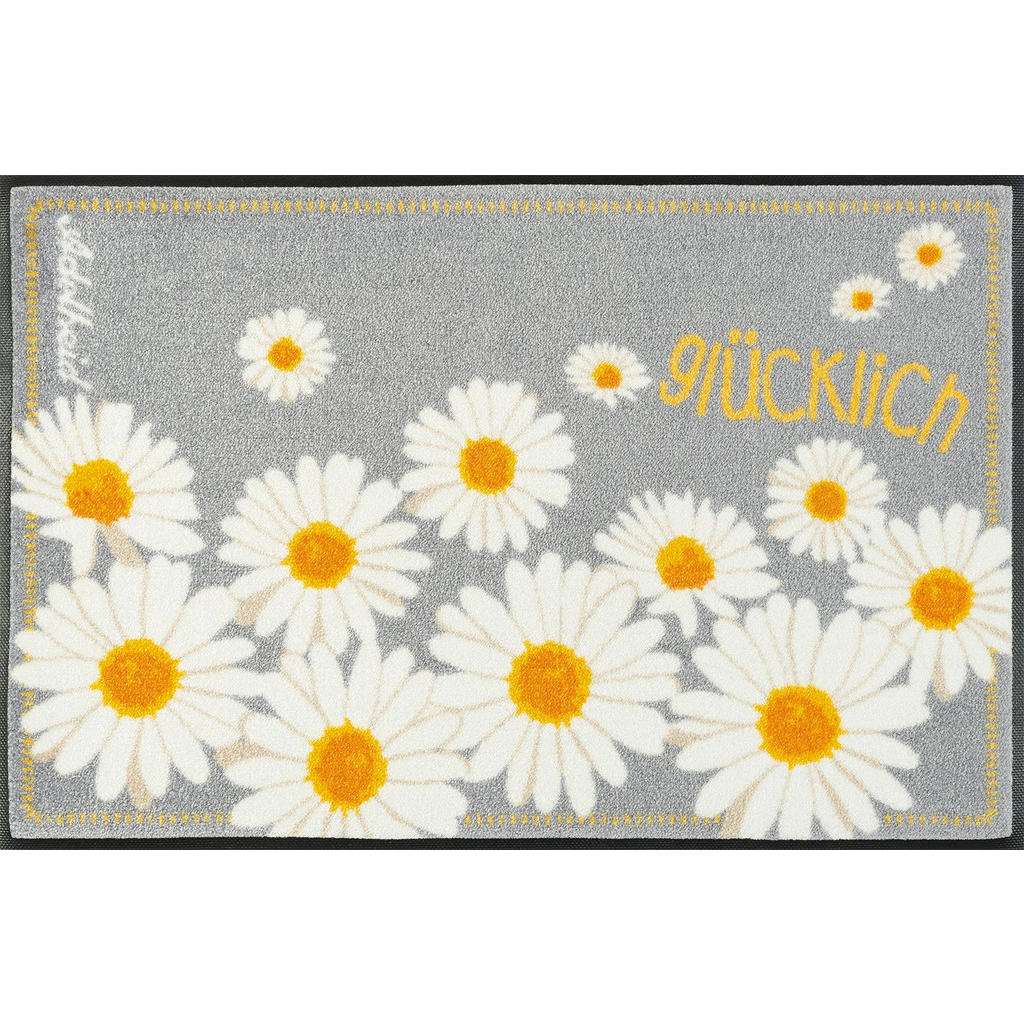 FUßMATTE 50/75 cm Floral Gelb, Weiß, Hellgrau