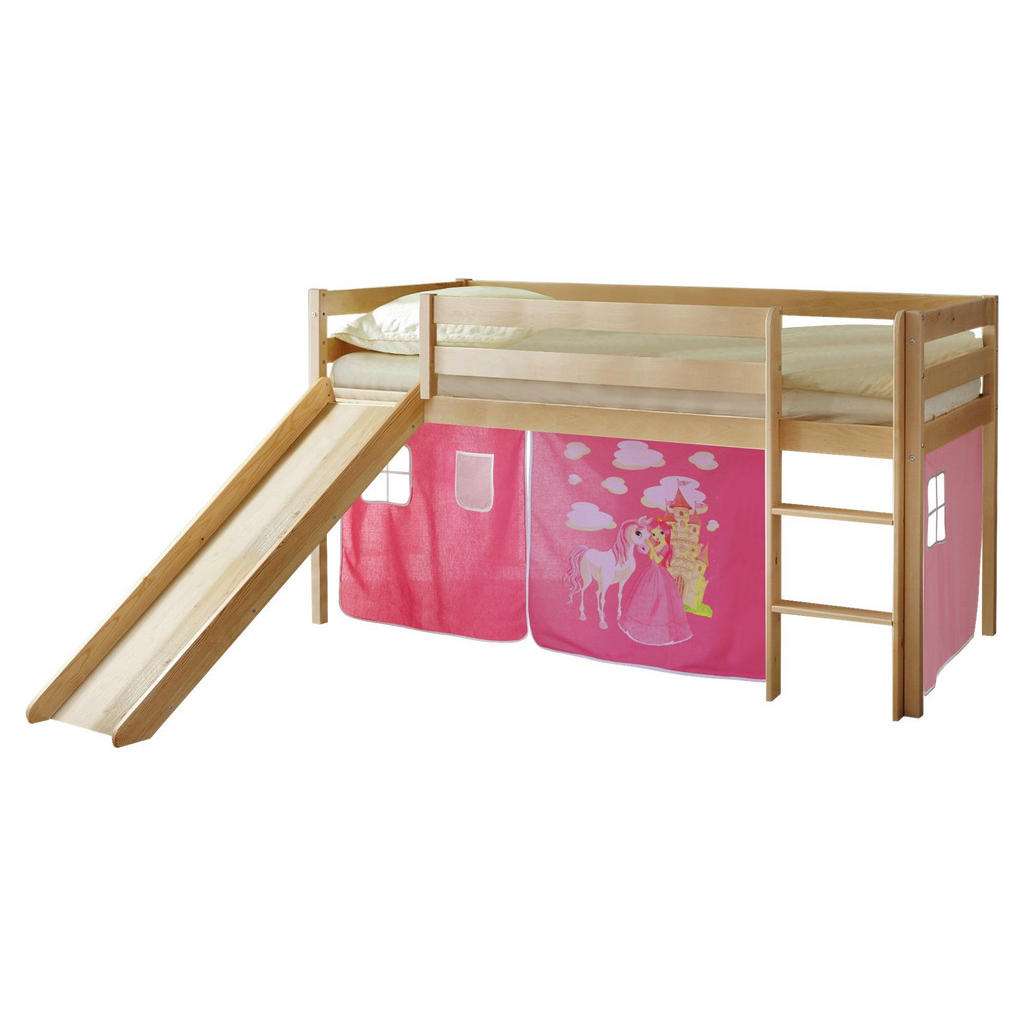 SPIELBETT Kiefer massiv 90/200 cm Kieferfarben, Pink