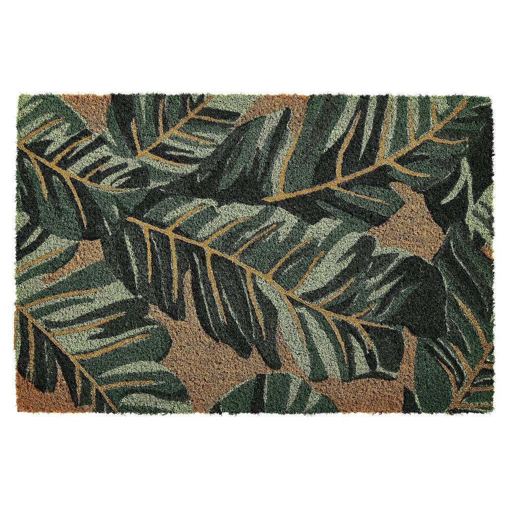 FUßMATTE 40/60 cm Blätter Grün, Goldfarben