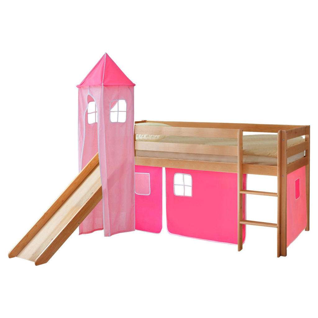 SPIELBETT Kiefer massiv 90/200 cm Rosa, Kieferfarben, Hellrosa