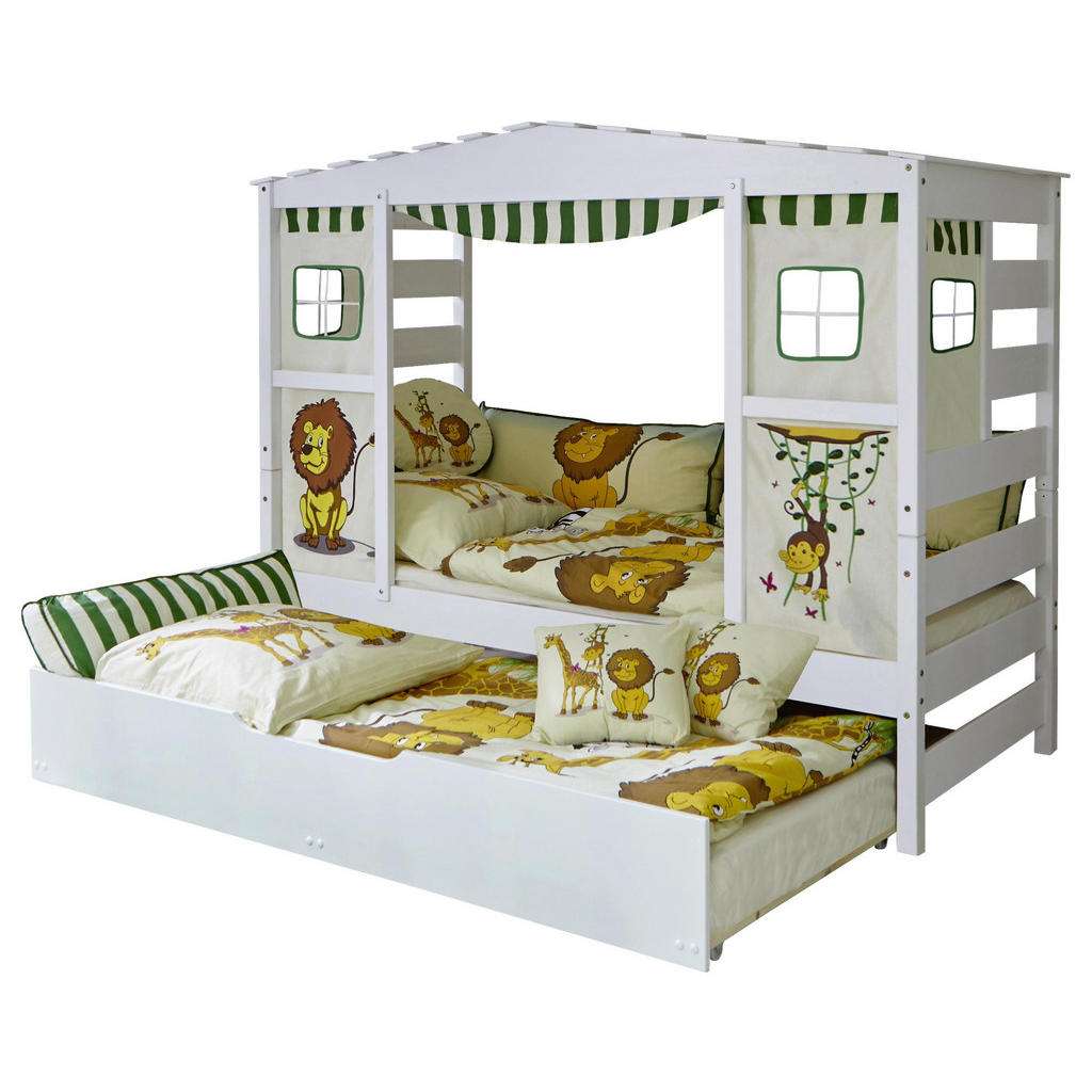 SPIELBETT Kiefer massiv 90/200 cm Multicolor, Weiß