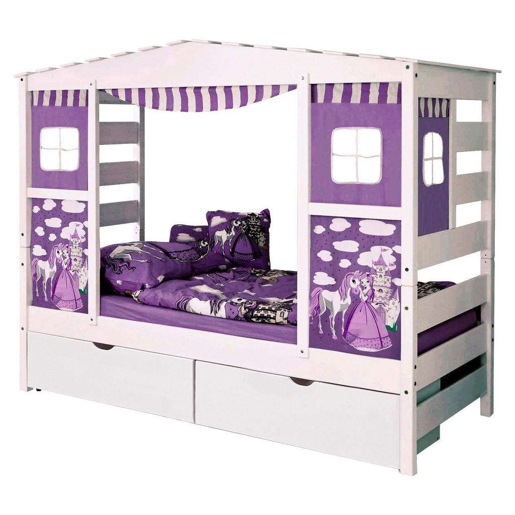 SPIELBETT Kiefer massiv 90/200 cm Weiß, Flieder