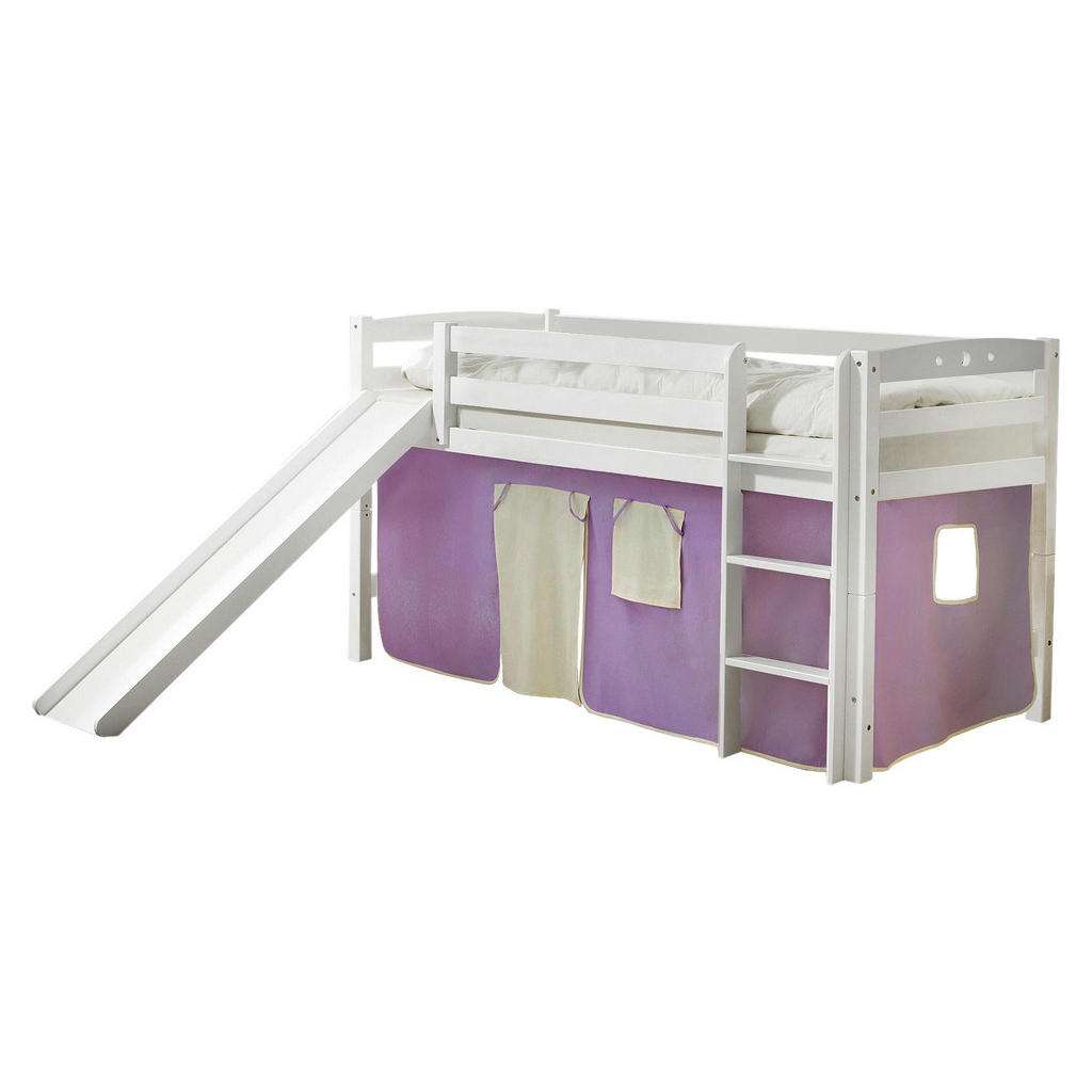 SPIELBETT Buche massiv 90/200 cm Lila, Weiß, Beige