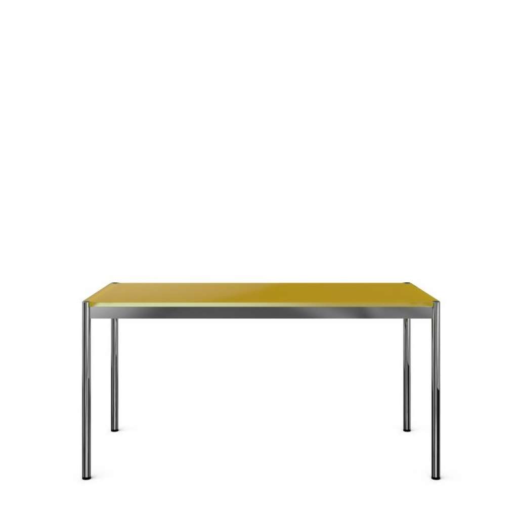 USM Haller - Haller Tisch 75 x 75 cm - hochglänzendes Glas RAL1004 goldgelb - indoor