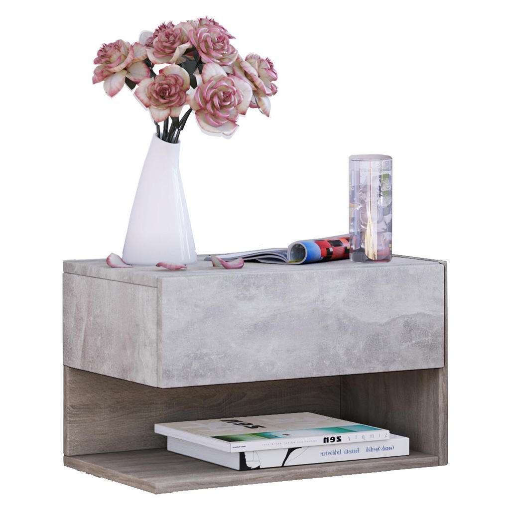 NACHTKÄSTCHEN Grau, Eichefarben 46,3/29,5/30 cm