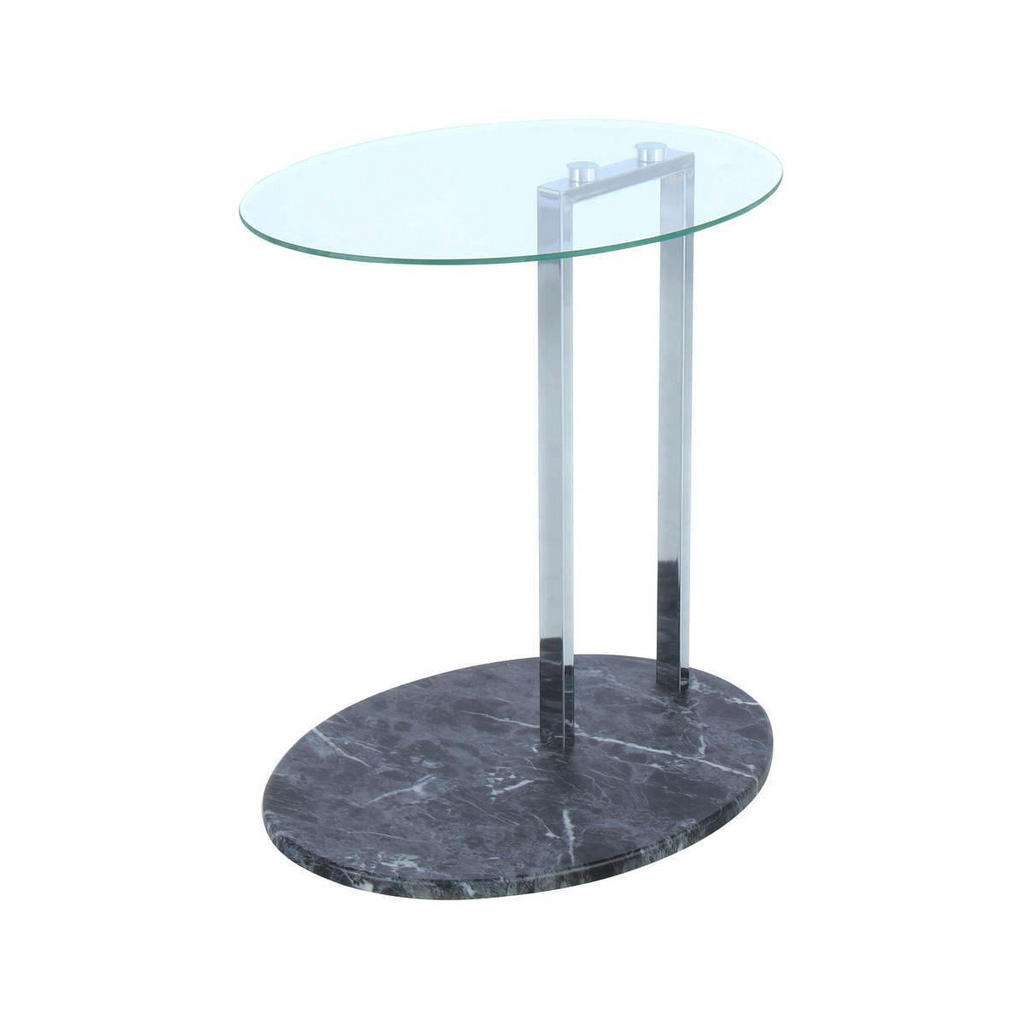 BEISTELLTISCH oval Schwarz, Chromfarben, Transparent