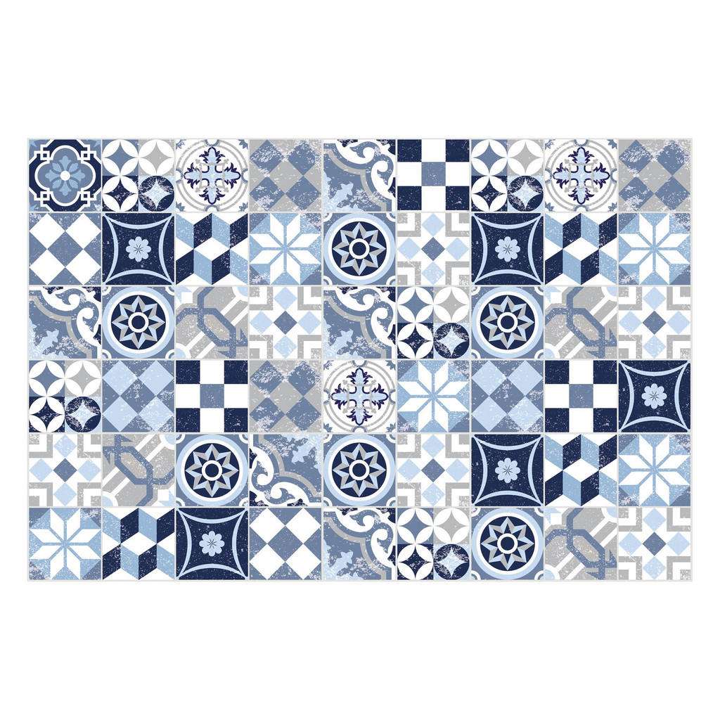 FUßMATTE 60/90 cm Mosaik Blau